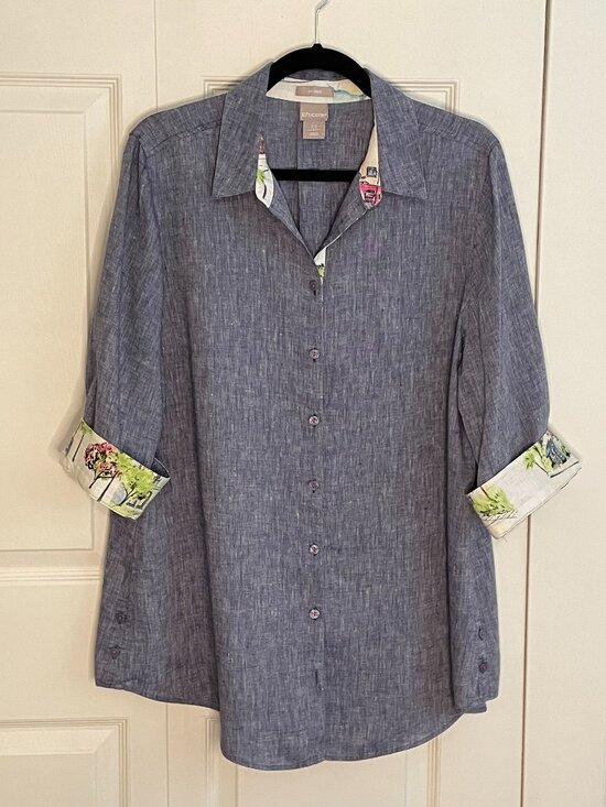 Chico's Tops - Chicos No Iron Linen Tunic - Chico's SZ 2.5 - SZ 14